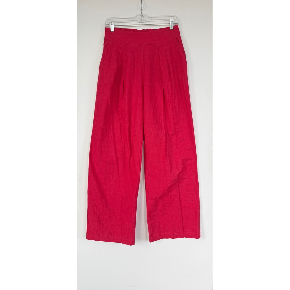 Abercrombie & Fitch Pink Linen Blend 2 Piece Set Crop Top Wide Leg Pants Small - Picture 12 of 16